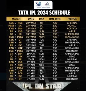 TATA IPL 2024 Schedule